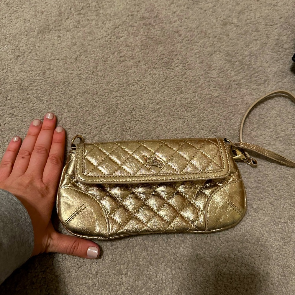 Burberry Gold Quilted Wristlet